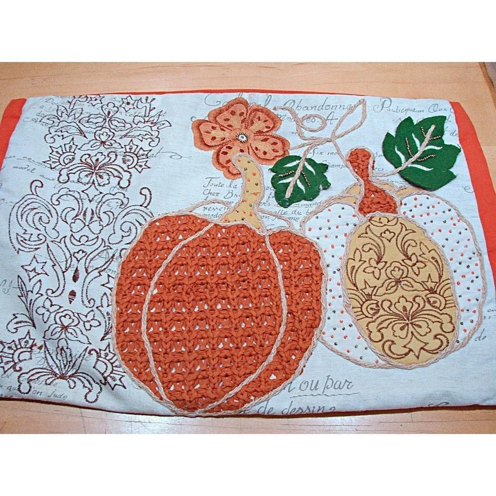 Pier 1 Imports Embroidered Pillow Covers Cottage Core Fall Floral Pumpkin 13x18